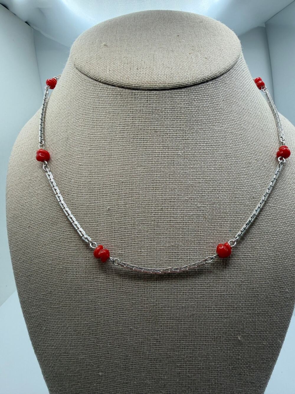 Vintage Emmons 'Crimson Beauty' Choker Red and Silver Necklace